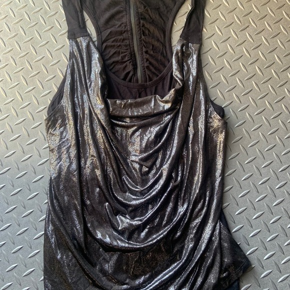 Y2k rock & republic tank top spring boho silver zip plunge spring party blouse - Picture 2 of 4